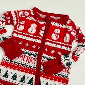 Little Sleepies Christmas Pajamas 6-12 Months – Holiday Snowman & Tree Print